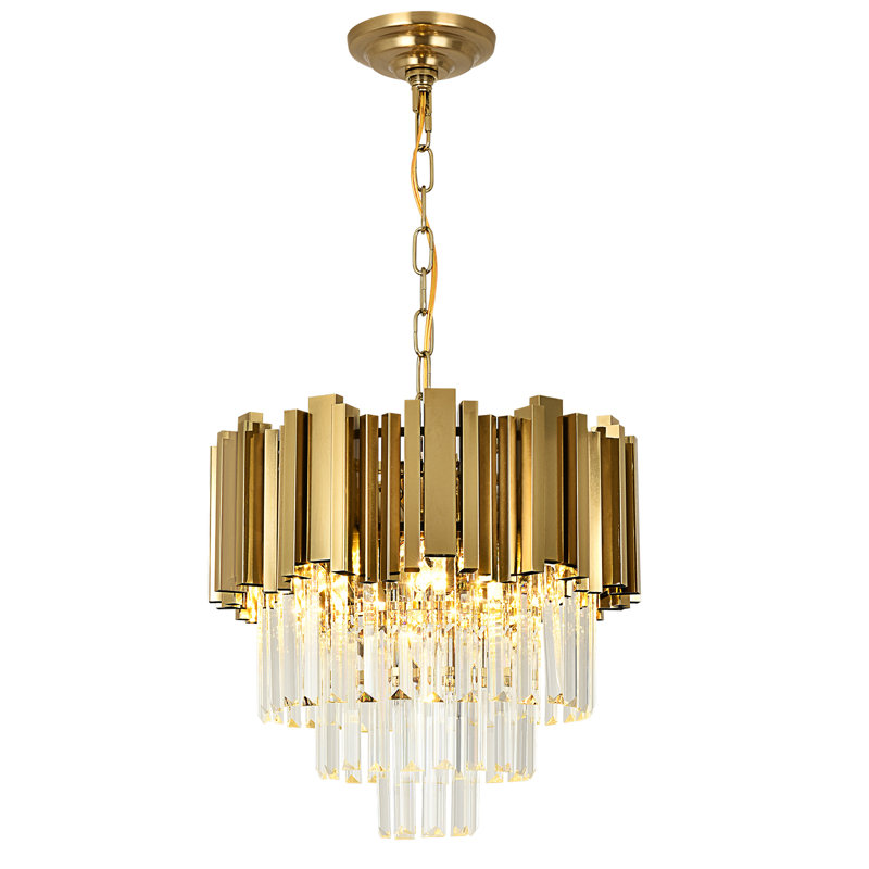  Lustre tambour 4 lumières à intensité variable avec détails en cristal