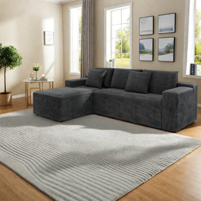 Canapé modulaire à compression, velours côtelé pelucheux 104,3 po x 68,9 po, maison moderne