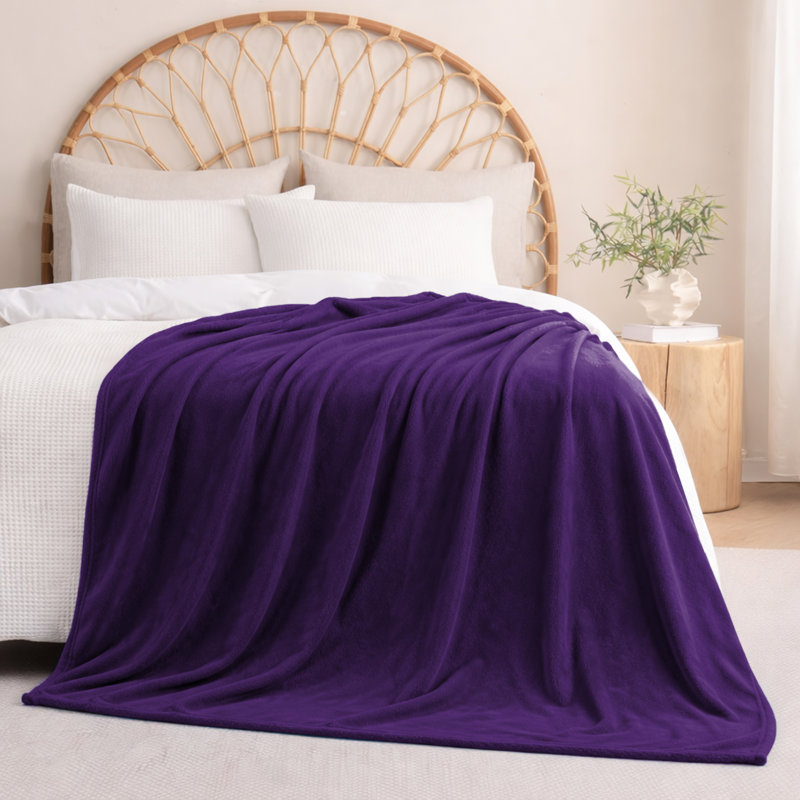 Couverture polaire en fausse fourrure de vison de luxe - peluche douce et réversible pour lit et canapé, Jeté, Mauve