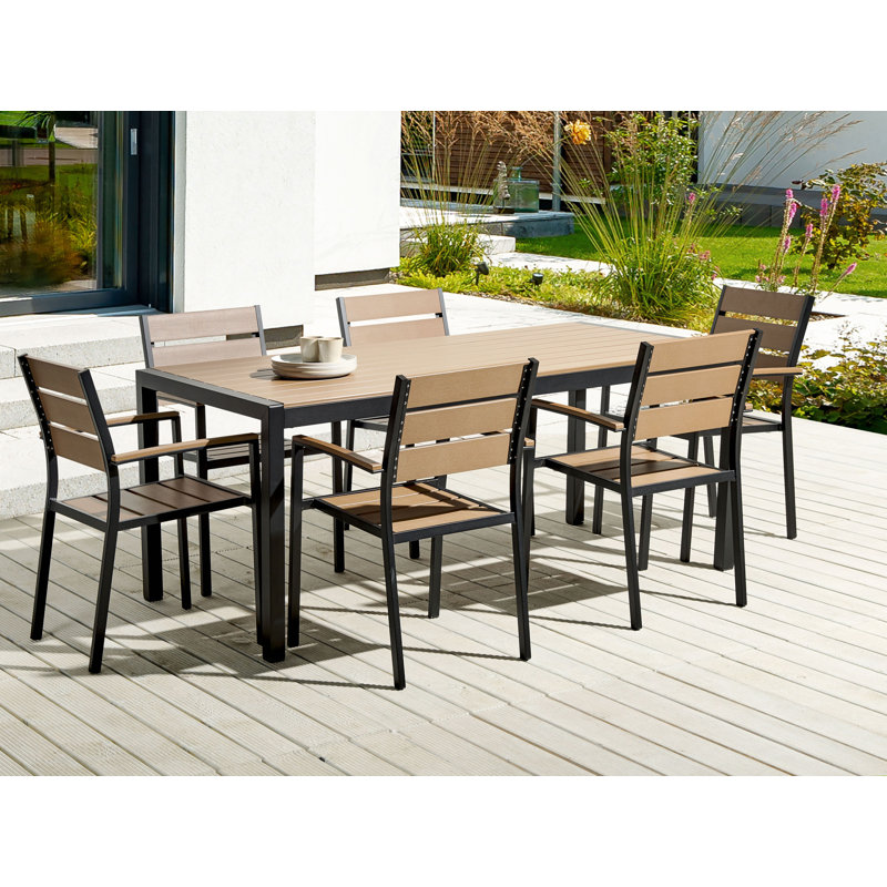 Wolfsburg Stacking Patio Dining Armchair, Black/Light Brown