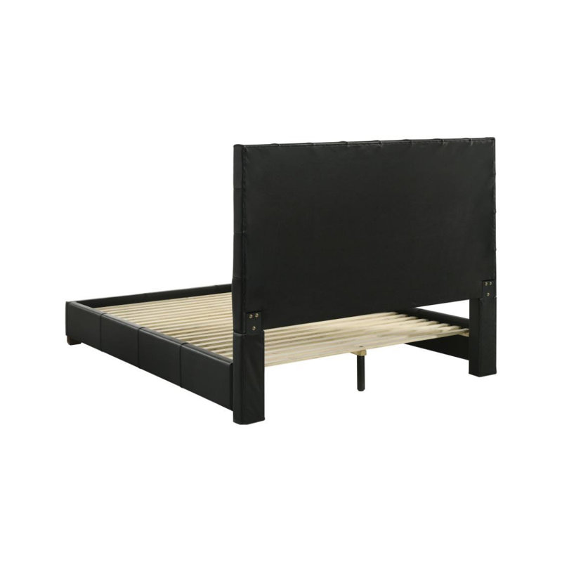 Lit plateforme en cuir véritable Jenna, Grand, Noir