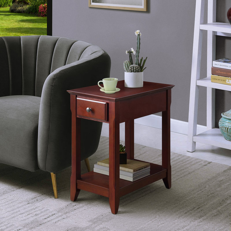 Table de bout rectangulaire en bois avec rangement de style transitionnel Bhairavi, Espresso, 23"H x 13"W x 22"D
