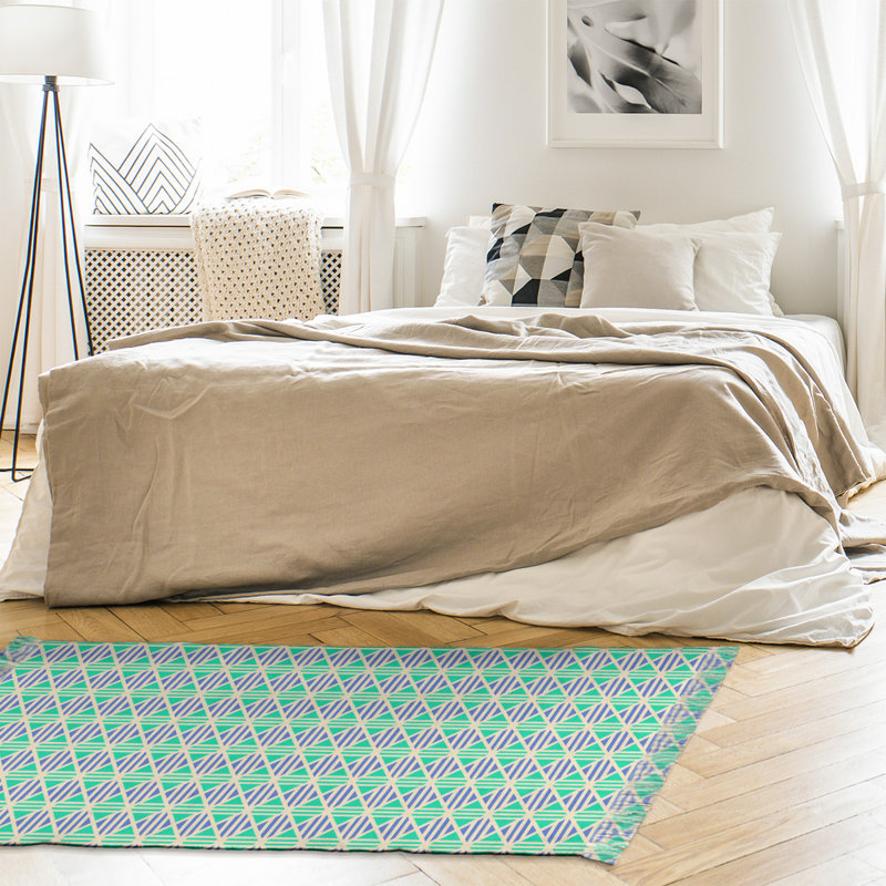 Tapis bleu/vert losanges doublés Mcguigan, Oui