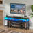 Media Console TV Stand with LED Lights & Charging Station, Storage Shelves Entertainment Center for Living Room & Bedroom-1850145878-1850145872