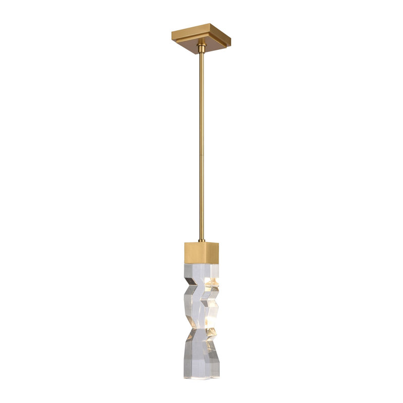 Luminaire suspendu simple à 1 lumière Mamadim, H 63,88 po x l 3 po x P 3 po, Laiton vieilli