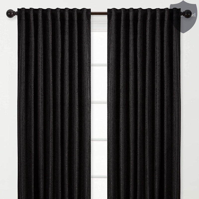 Panneaux de rideaux simples obscurcissant avec passe-tringle, l 52" x L 84", Noir