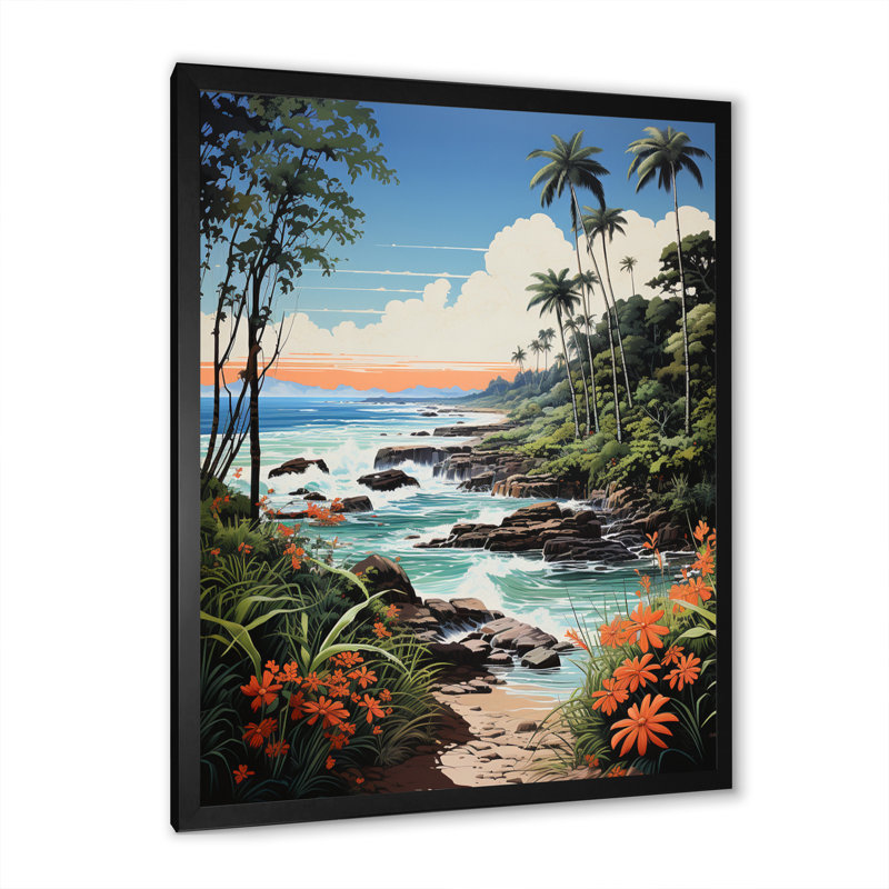 «Beinteinn Coastaltropical Tropical Paradise I», reproduction sur toile, Cadre photo noir, H 20 po x l 12 po x P 1 po