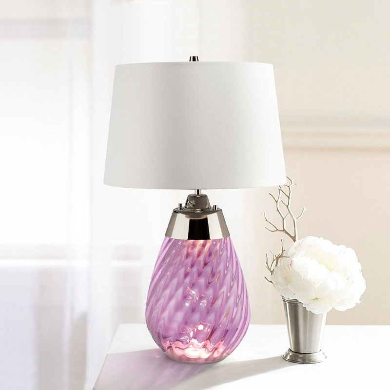 Morrisdale Glass Table Lamp, White, Pink