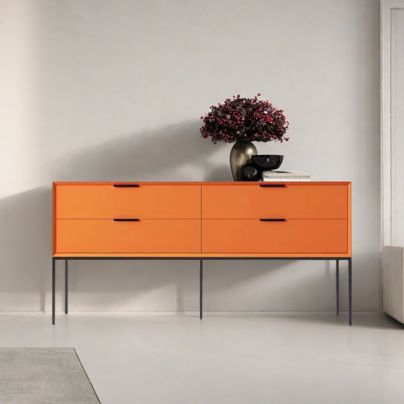 Modern Minimalist Practical Console Table, Orange, 31.5" H x 70.87" W x 15.75" D