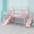 Metal House Loft Bed With Slide,Stairs And Storage Shelves-348005676