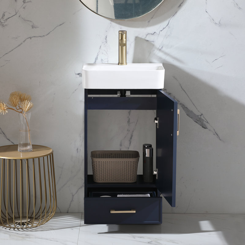 Arbutus 18'' Modern Free-standing Single Bathroom Vanity Set For Small Space, Blue