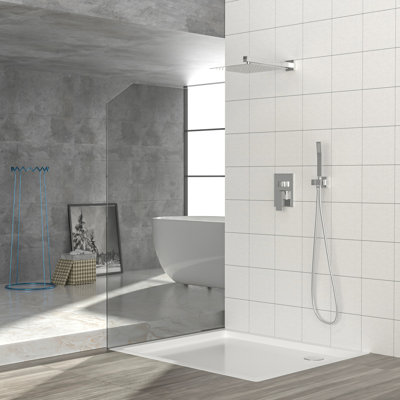 Pomme de douche double - Système de douche carré mural de 10 pouces avec valve brute