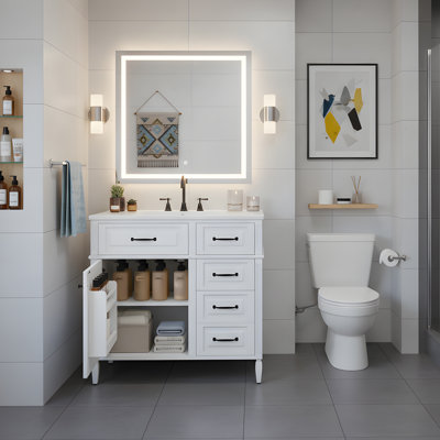 Armoire de meuble-lavabo 36 po avec comptoir en céramique