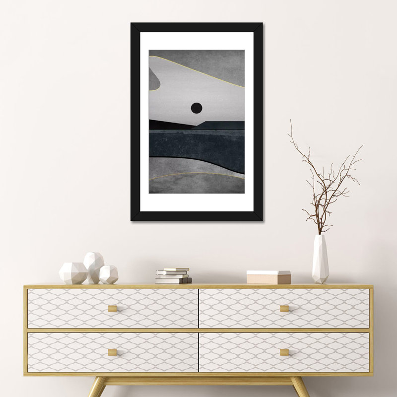 « minimal landscape ix », impression sur toile, H 24 po x l 16 po x P 1 po, Papier d'art encadré noir, Blanc