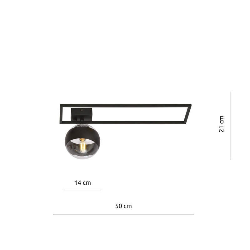 Appiah Glass Flush Mount, Black/Transparent, 31cm H x 55cm W x 55cm W