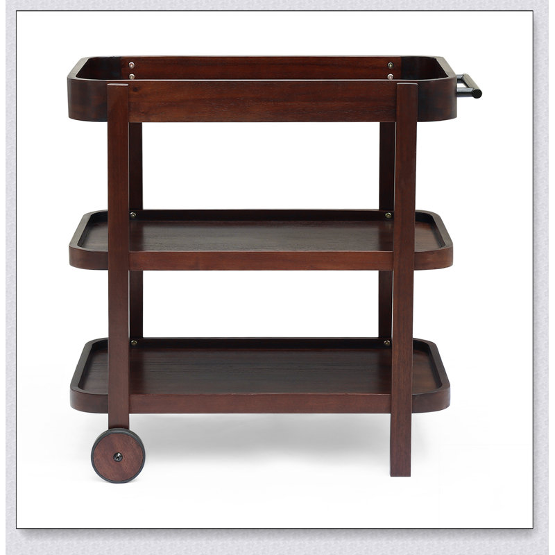 Stylish Acacia Wood Bar Trolley with Smooth Rolling Wheels for Easy Beverage and Snack Transport