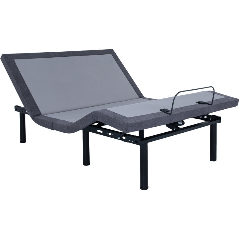 Base de lit ajustable pleine grandeur grise et noire, télécommande sans fil avec commandes tactiles rétroéclairées, réglages de mémoire zéro gravité, taille de la base de sommeil intégrée, esthétique, conception ergonomique pour
