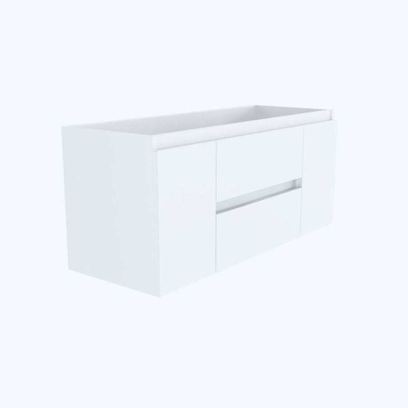 White Wall-Mounted Floating Bathroom Vanity with Ceramic Porcelain Countertop