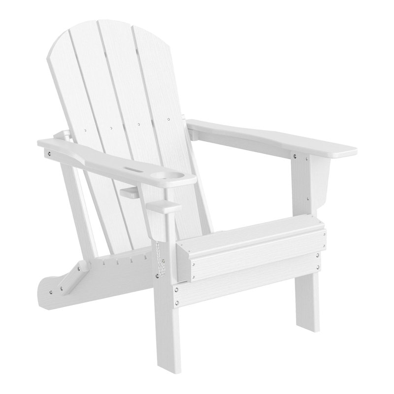 Chaise Adirondack d'extérieur avec porte-gobelet, Blanc