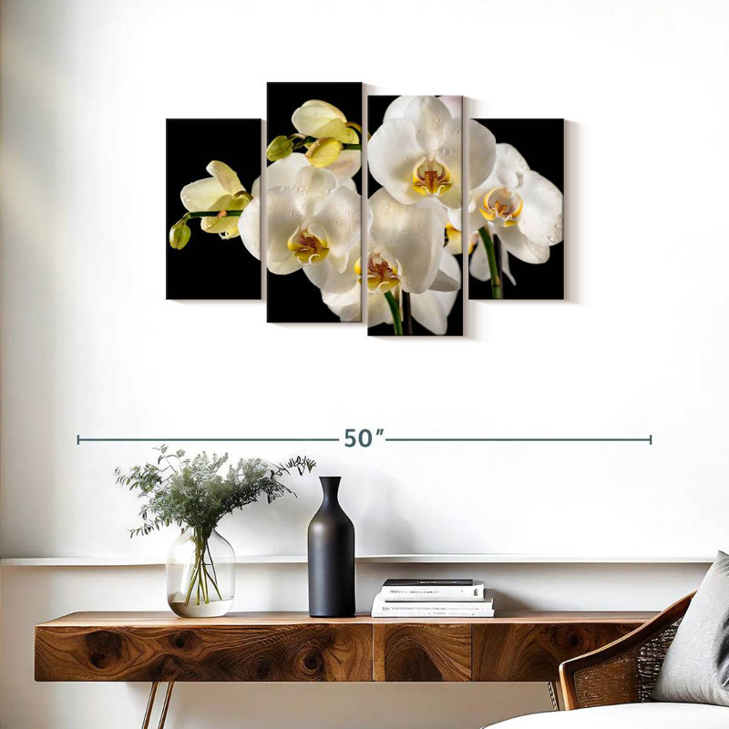 Fleurs d'orchidée blanches fraîches Harnek, H 22 po x l 36 po