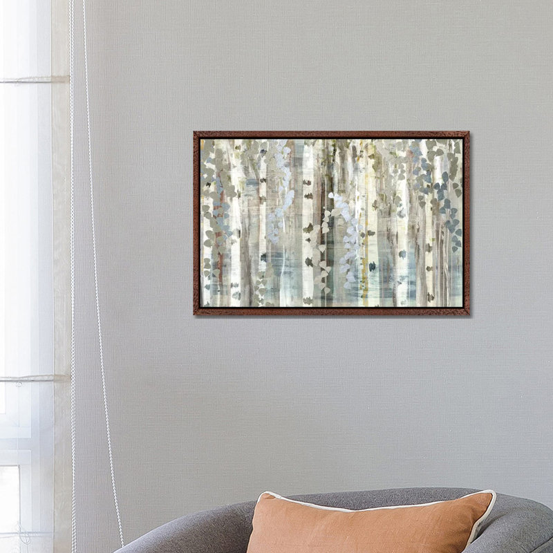 Birch Wood Meadow by Susan Jill - Print on Canvas, 66.04 cm H x 45.72 cm W, Classic Brown Wood Framed