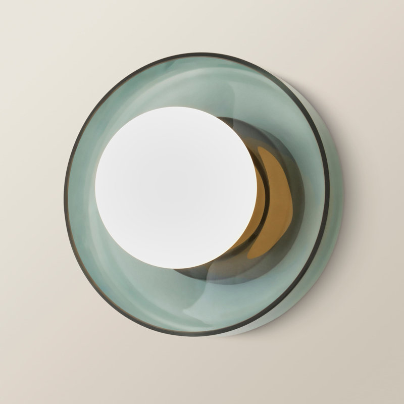 Alberga Glass Flush Mounted Sconce, Green