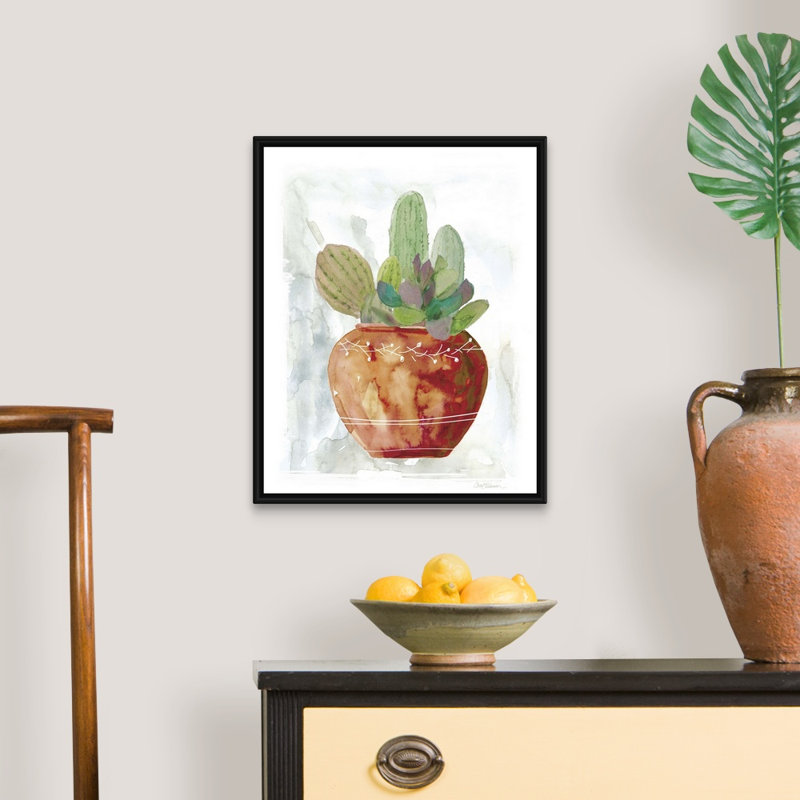 «Terracotta Succulent», art mural sur toile, Toile avec cadre noir, H 20 po x l 16 po x P 1,75 po