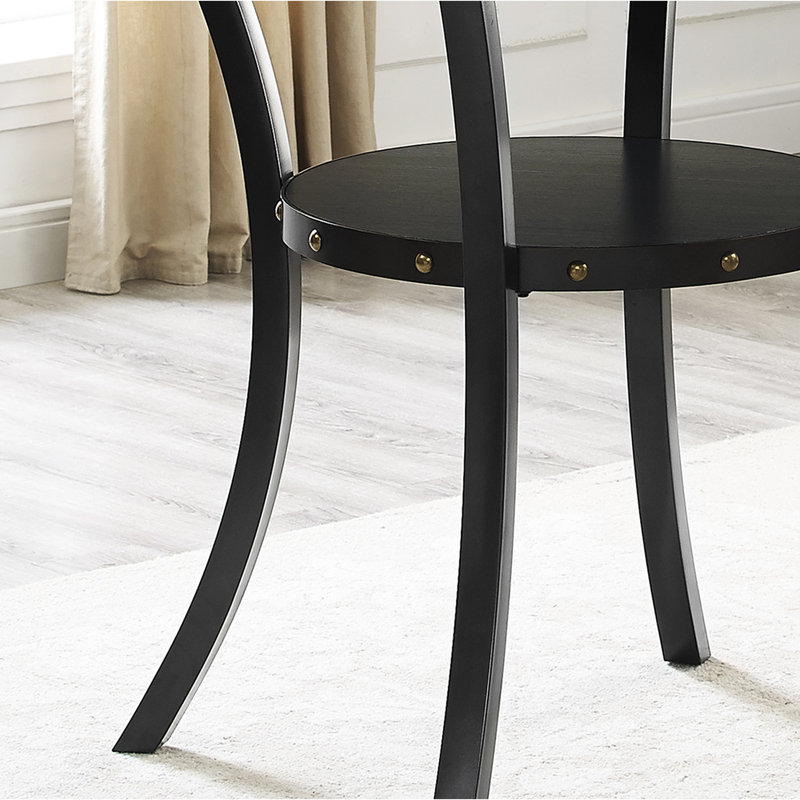 Table en bois de style contemporain avec détails cloutés et espace de rangement brun