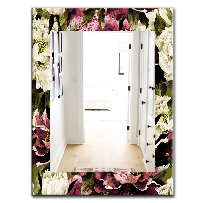 Miroir mural obsidian fleuri 19, H 24 po x l 32 po