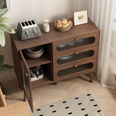 Accent Cabinet With 3 Drawers, Wooden Storage Cabinet With Shelves, Sideboard For Living Room, Entryway