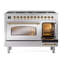 ILVE UPD406NMP Nostalgie II 48 inch Dual Fuel Range with 8 Total Black Brass Burners (Limited Edition)-1182327327-1182327323