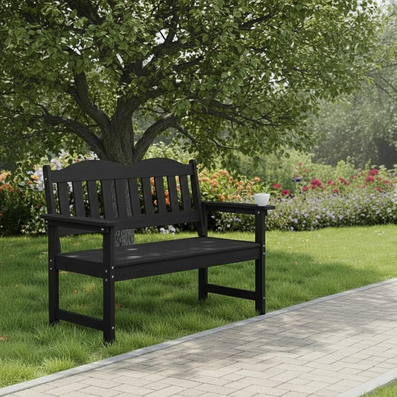 Banc de jardin extérieur pour 2 personnes, Noir