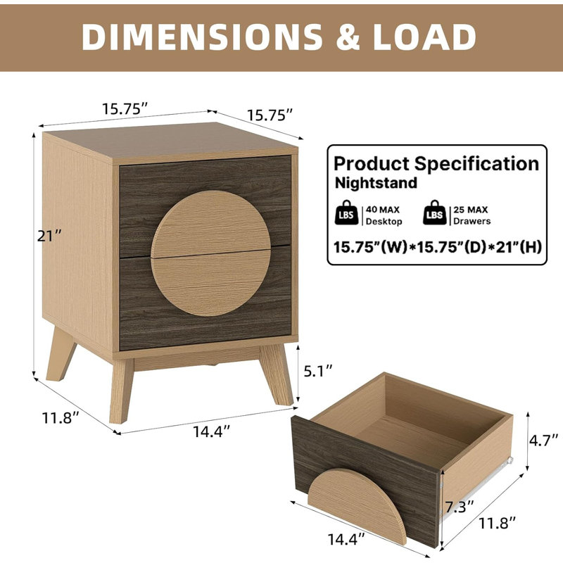Oak Bedside Table
