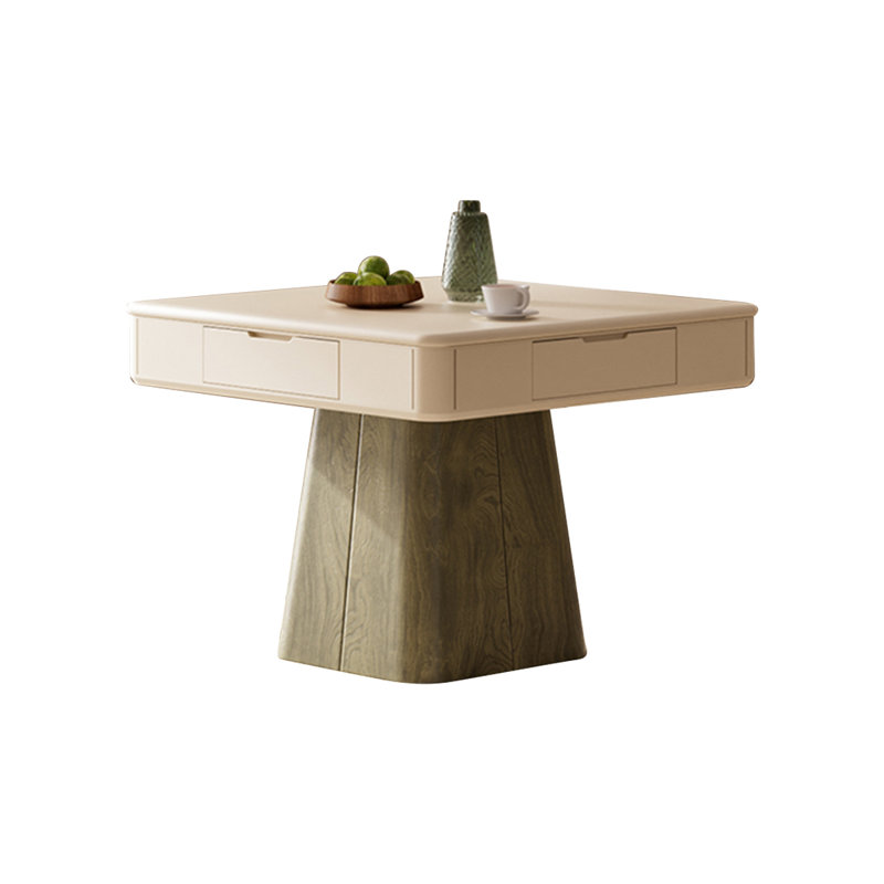 Table de jeu de mahjong automatique haut de gamme en bois massif crème et vert pour règles chinoises