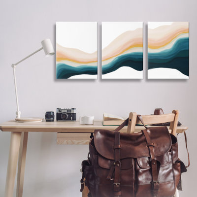  Ensemble de 3 impressions sur toile Flirl Peach Swirl par JJ Design House, LLC.