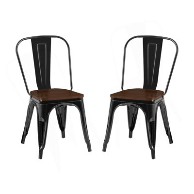 High Gloss Industrial Metal Dining Chairs 18 Inch Seat Height Stackable Indoor Outdoor, Lightweight Easy-Clean Surface, Easy Assembly, Durable Modern Design, For Kitchen Cafe Bar