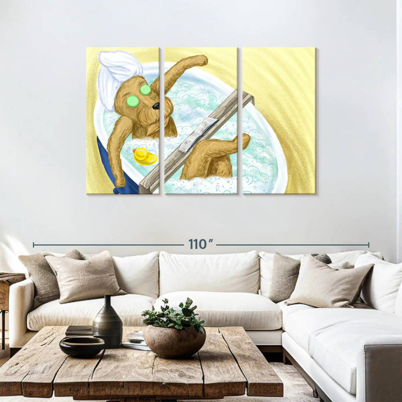Ketti Dog In A Bubble Bath, 48" H x 74" W