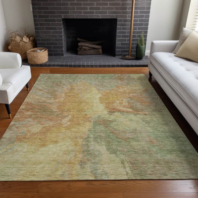 Machine Washable Indoor/Outdoor Claudian ACN1632 Aloe Rug
