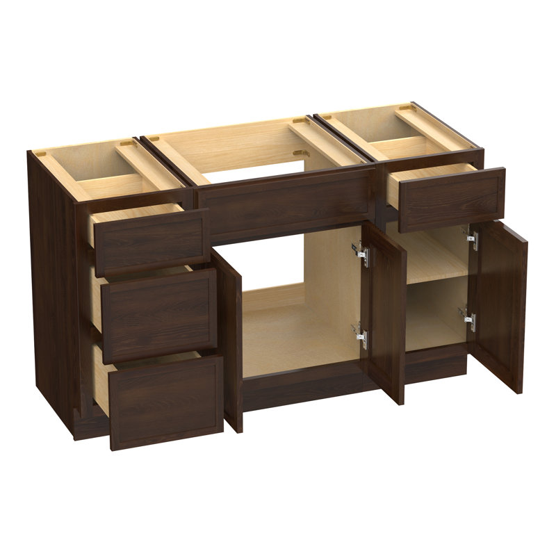 Base de meuble-lavabo simple 54 po seulement, Brun