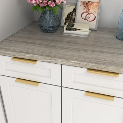 5 Pack Finger Edge Pulls for Gold Cabinet Handles Drawer Pull for Kitchen Tab Hardware Handle 6-1/4 in Hole Centers