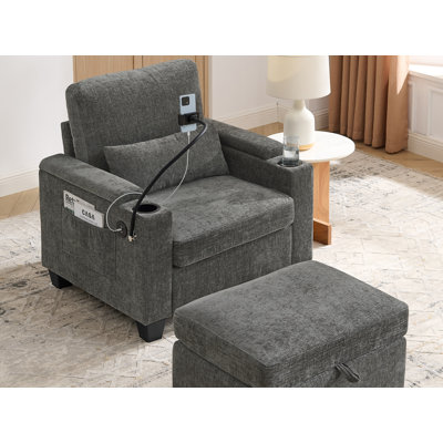 Fauteuil en chenille de 37 po de largeur avec dossier réglable et port USB