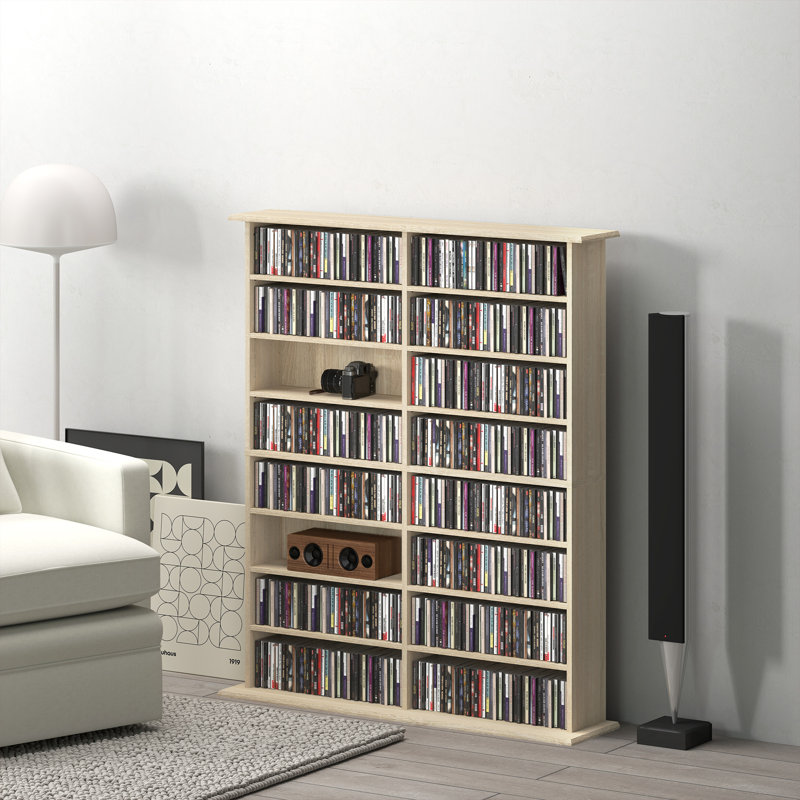 123.7cm H Media Shelves, Natural, 123.7cm H x 106.5cm W x 24cm D