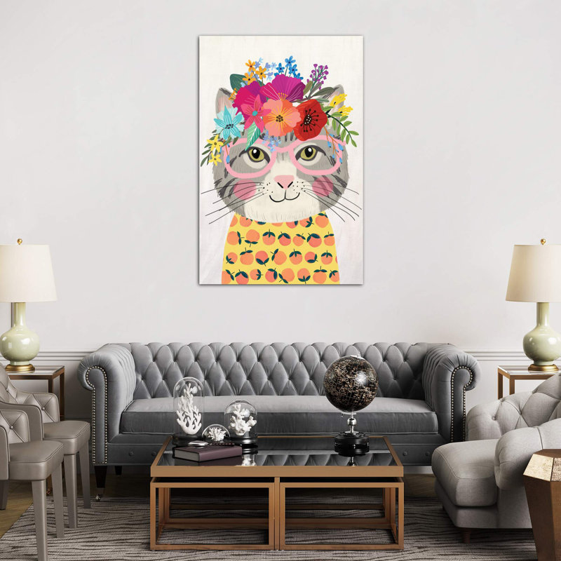Grey Cat II by Mia Charro - Wrapped Canvas Print, 101.6 cm H x 66.04 cm W x 1.91 cm D