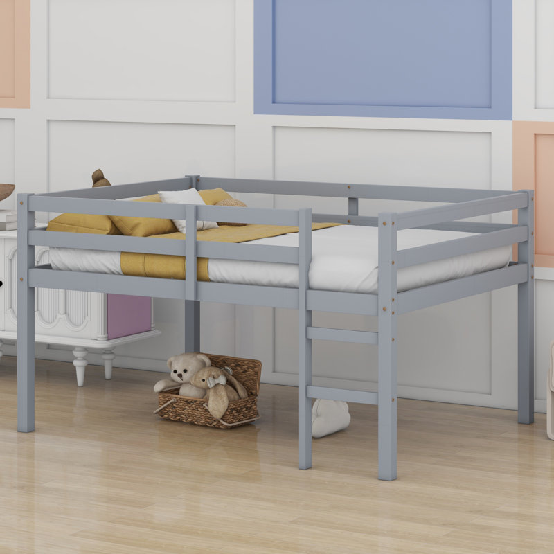 Lit mezzanine en bois avec échelle, Gris