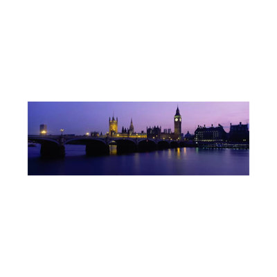 An Illuminated PAlace of Westminster I, London, England, United Kingdom 1 Piece Wrapped Canvas Panoramic Wall Art