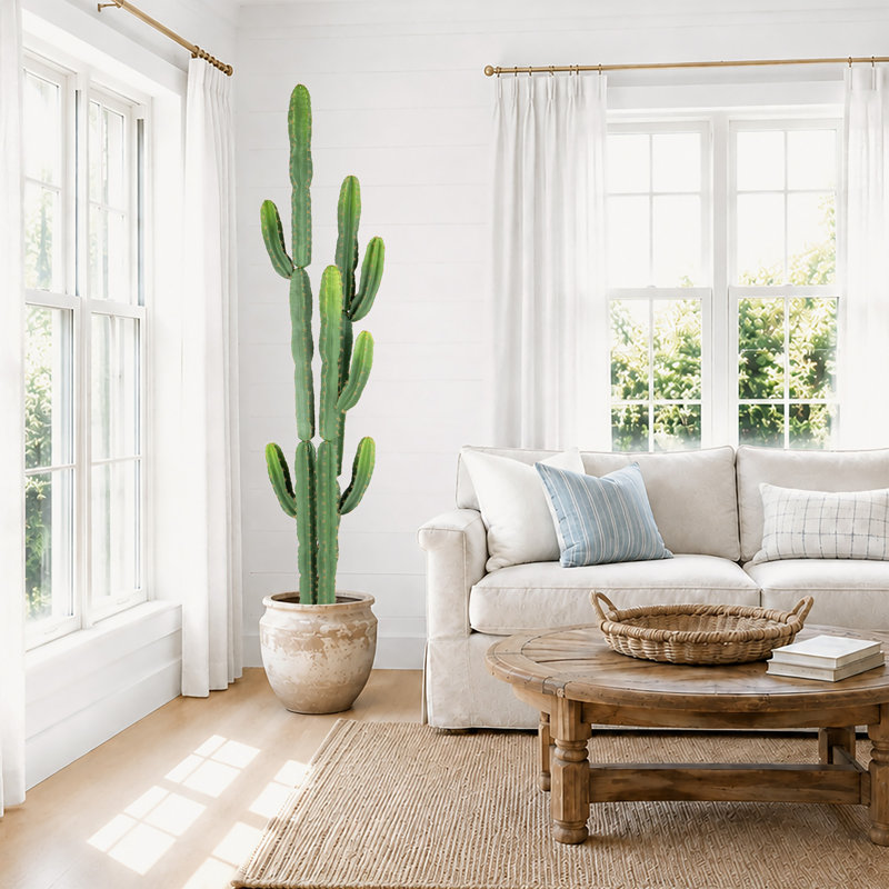 Grand cactus artificiel résistant aux rayons UV pour l'intérieur et l'extérieur, H 84 po x l 17,3 po x P 9,8 po