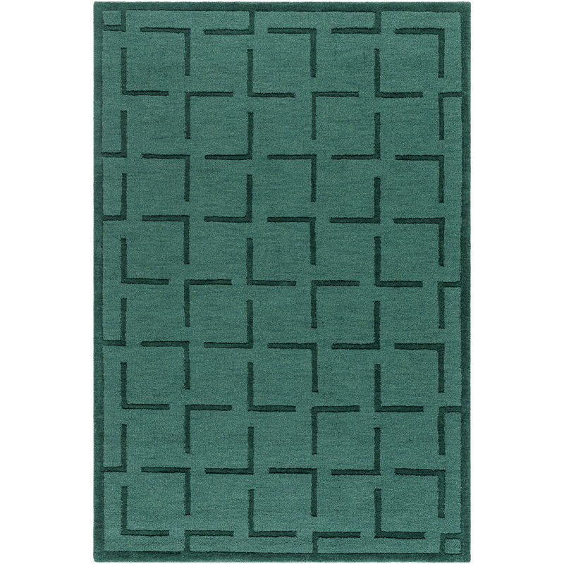 Loretto Hand Loomed Green Wool Geometric 8' x 10' Rug