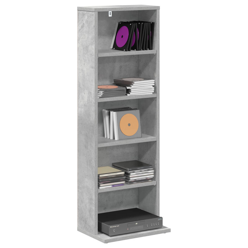 Engineered Wood 97.5cm H Media Shelves, Concrete Grey