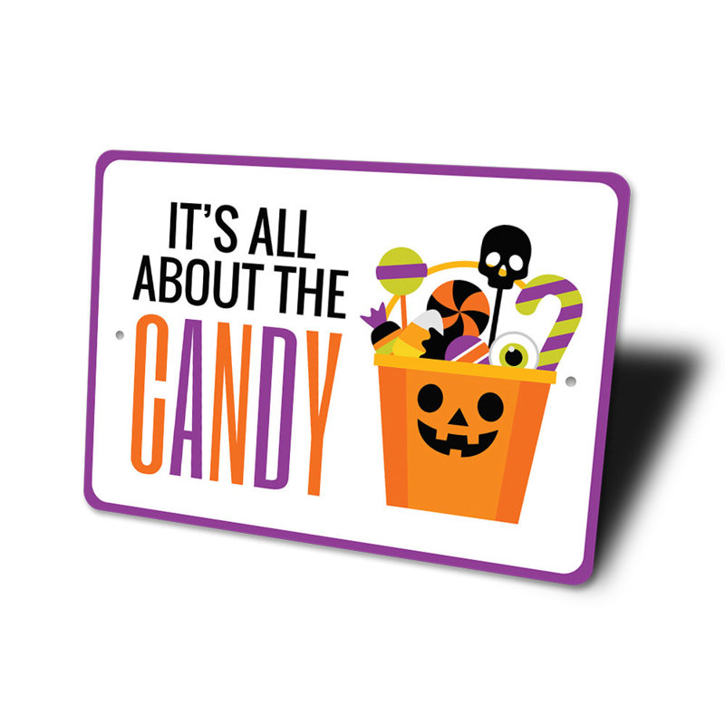 Panneau d'Halloween bonbon en aluminium, H 14 po x l 10 po x P 0,04 po