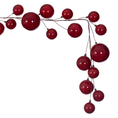 Vickerman 10' Red Pearl Branch Ball Wire Garland